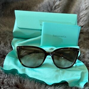 Tiffany & Co. Women's Tortoiseshell Cat Eye Sunglasses with Brown Lenses